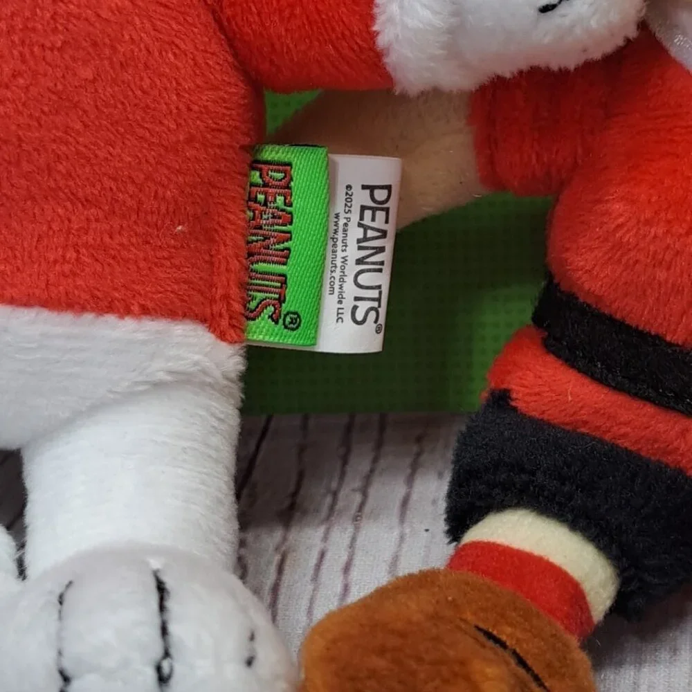 3pc Peanuts Snoopy, Charley,  Woodstock Dog Toy Christmas Plush‎ Squeaks